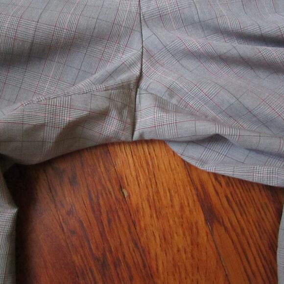 Vintage Gray Plaid Pull-On Elastic Waist Pants Size L Petite Slacks Bootcut Work - Picture 16 of 17